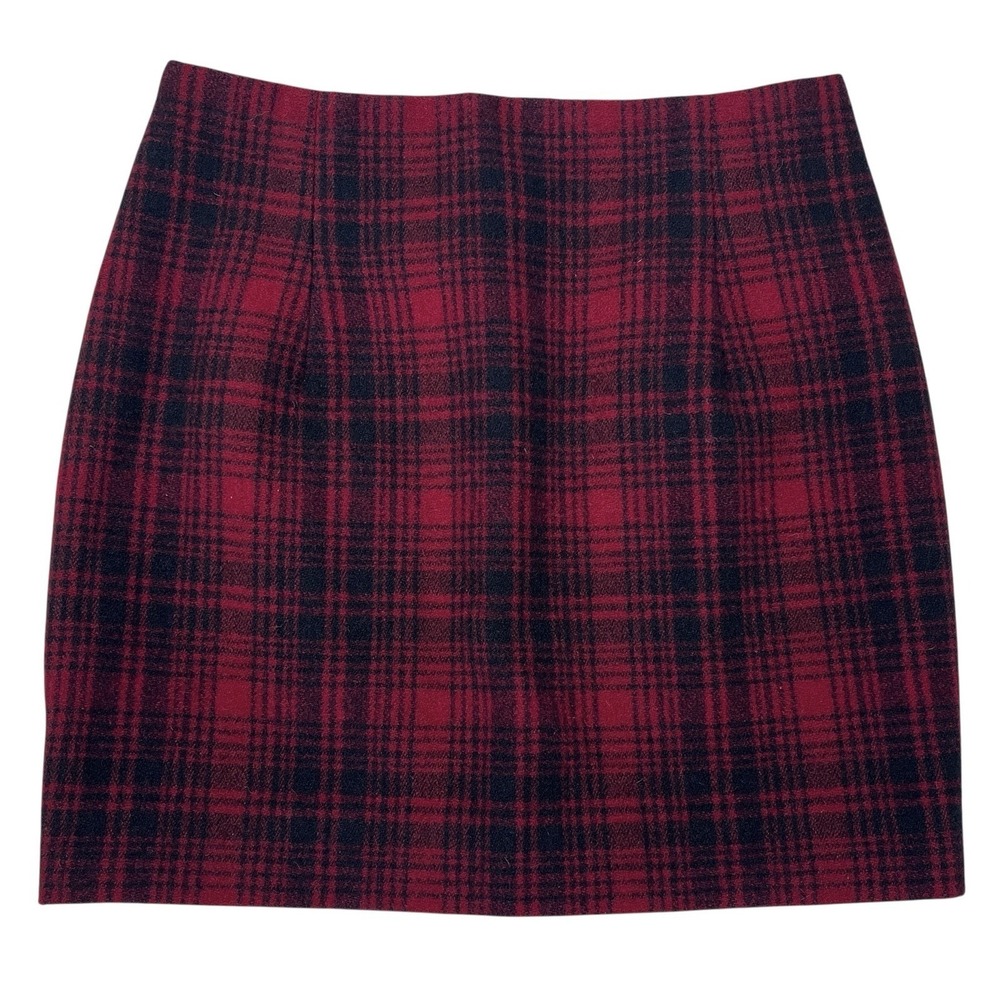 DSQUARED2 100% Wool Mini Skirt Size IT 42 US S Red Tartan Plaid Lined Italian